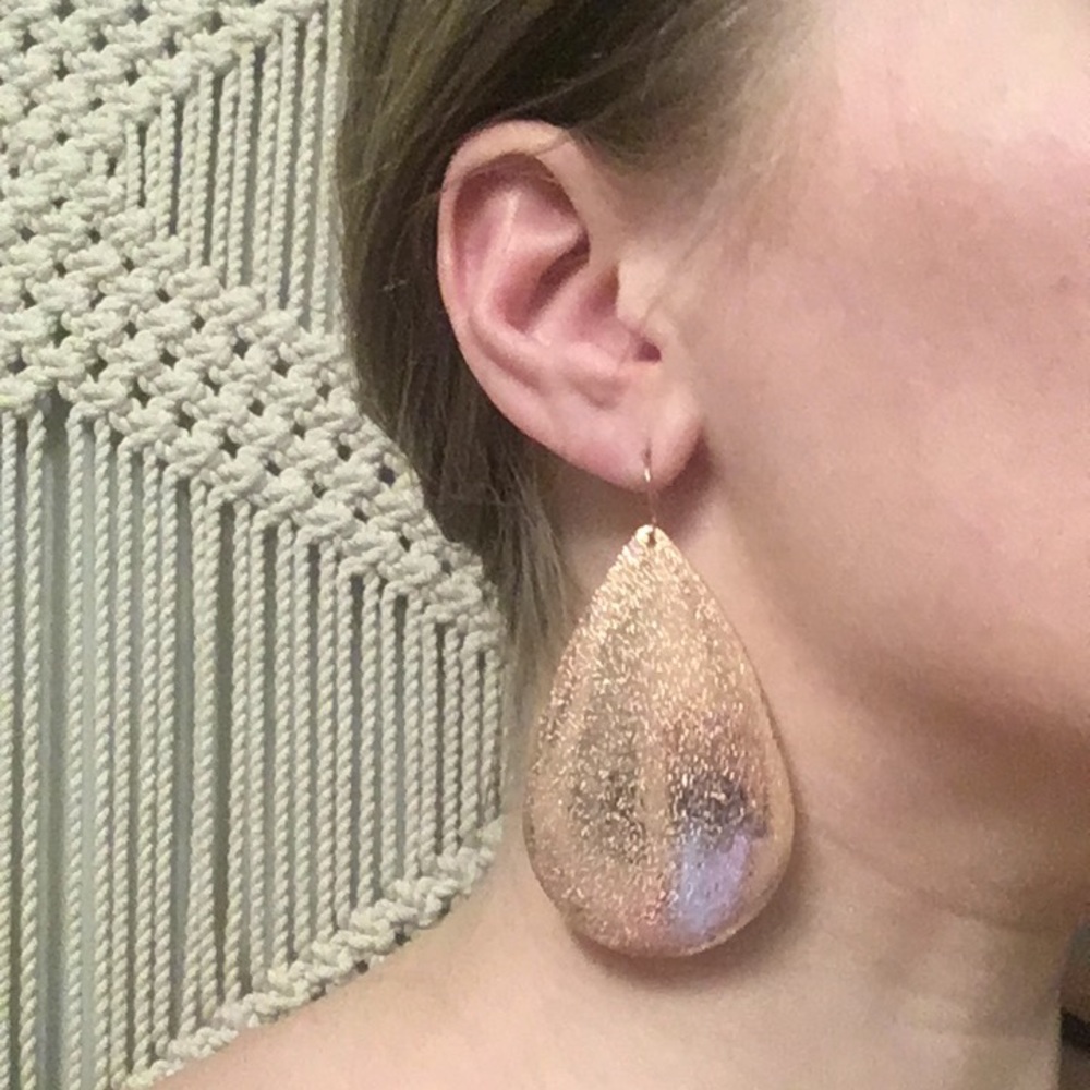 Large Rose Gold Teardrop Earrings